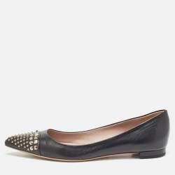 Gucci Black Leather Coline Studded Ballet Flats Size 38