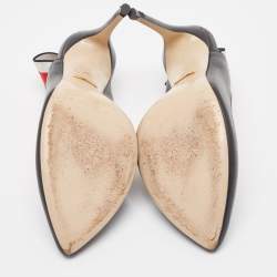 Pre Owned Gucci Black Leather Sylvie Web Slingback Pumps Size 37