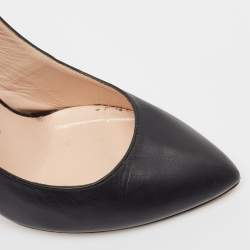 Pre Owned Gucci Black Leather Sylvie Web Slingback Pumps Size 37