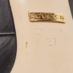 Pre Owned Gucci Black Leather Sylvie Web Slingback Pumps Size 37