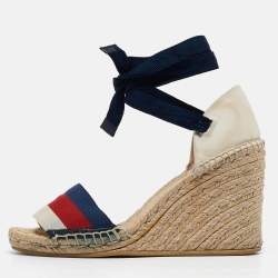 Gucci Tricolor Canvas Lilibeth Espadrille Sandals Size 37