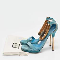 Gucci Blue Suede Kelis Ankle Strap Sandals Size 38