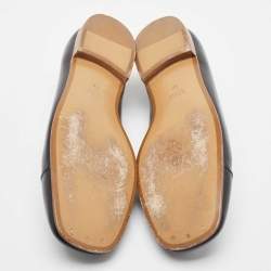 مملوكة مسبقًا Gucci Black Perforated GG Leather Ballet Flats Size 38