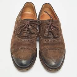 Gucci Brown Suede Brogue Oxfords Size 36.5