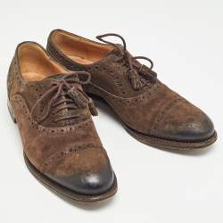 Gucci Brown Suede Brogue Oxfords Size 36.5