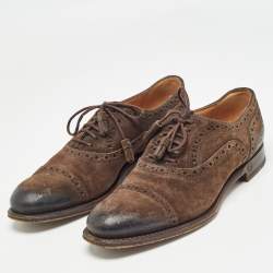 Gucci Brown Suede Brogue Oxfords Size 36.5