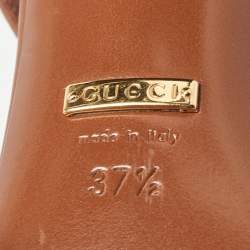 Gucci Brown Leather Horsebit T-Strap Sandals Size 37.5