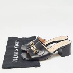 Gucci Black Leather Zumi Sandals Size 37