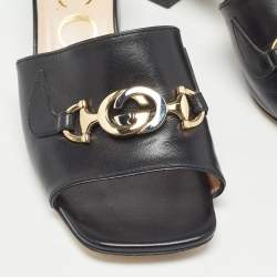Gucci Black Leather Zumi Sandals Size 37