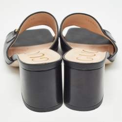 Gucci Black Leather Zumi Sandals Size 37
