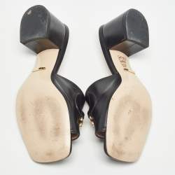 Gucci Black Leather Zumi Sandals Size 37