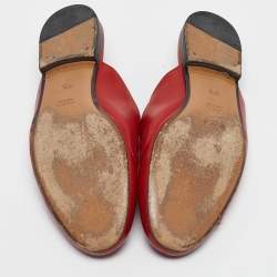 Pre Owned Gucci Red Leather Princetown Flat Mules Size 37.5 