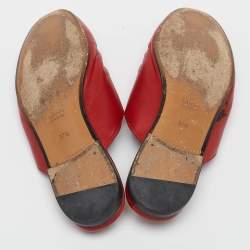 Pre Owned Gucci Red Leather Princetown Flat Mules Size 37.5 