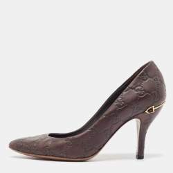 Gucci Brown Guccissima Leather Pointed Toe Pumps Size 36.5