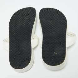Pre Owned Gucci White Patent Leather Hysteria Thong Flat Slide Sandals Size 38.5