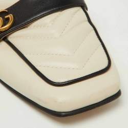 Gucci Black/Cream Quilted Leather GG Flat Mules Size 38