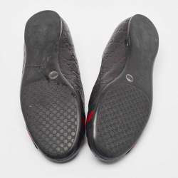 Pre Owned Gucci Black Guccissima Leather Web Detail Ballet Flats Size 37