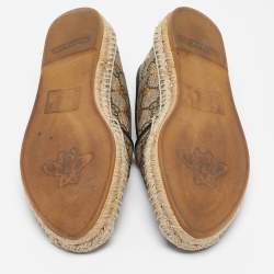 Pre Owned Gucci Beige/Gold  GG Supreme Canvas Bee Espadrilles Size 37.5