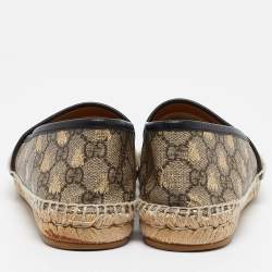 Pre Owned Gucci Beige/Gold  GG Supreme Canvas Bee Espadrilles Size 37.5