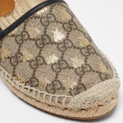 Pre Owned Gucci Beige/Gold  GG Supreme Canvas Bee Espadrilles Size 37.5