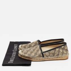 Pre Owned Gucci Beige/Gold  GG Supreme Canvas Bee Espadrilles Size 37.5