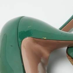 Pre Owned Gucci Green Patent Leather Peep Toe Platform Pumps Size 39