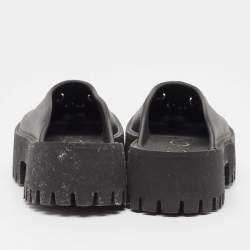 Pre Owned Gucci Black Perforated GG Rubber Platform Mules Size 38