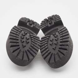 Pre Owned Gucci Black Perforated GG Rubber Platform Mules Size 38