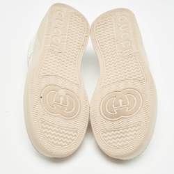 Pre Owned Gucci White Leather GG Low Top Sneakers Size 38 