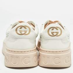 Pre Owned Gucci White Leather GG Low Top Sneakers Size 38 
