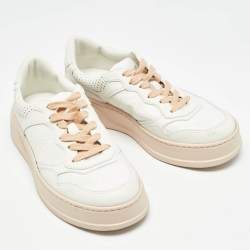 Pre Owned Gucci White Leather GG Low Top Sneakers Size 38 