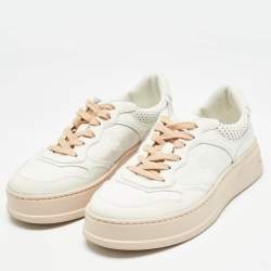 Pre Owned Gucci White Leather GG Low Top Sneakers Size 38 