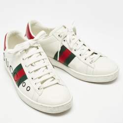 Gucci White Leather Web  Ace Low Top Sneakers Size 37