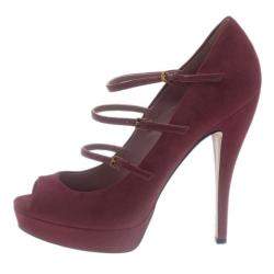 Pre Owned Gucci Pink Suede Lisbeth Multi Strap Platform Pumps Size 39