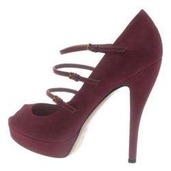 Pre Owned Gucci Pink Suede Lisbeth Multi Strap Platform Pumps Size 39