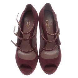 Pre Owned Gucci Pink Suede Lisbeth Multi Strap Platform Pumps Size 39