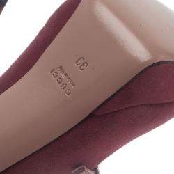 Pre Owned Gucci Pink Suede Lisbeth Multi Strap Platform Pumps Size 39