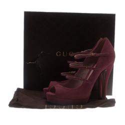 Pre Owned Gucci Pink Suede Lisbeth Multi Strap Platform Pumps Size 39