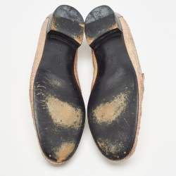 Pre Owned Gucci Metallic Pink Textured Suede Horsebit Loafers Size 40