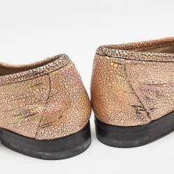 Pre Owned Gucci Metallic Pink Textured Suede Horsebit Loafers Size 40