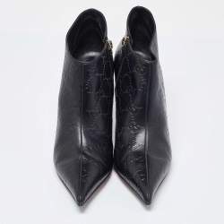 Gucci Black Guccissima Leather Pointed Toe Booties Size 37