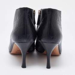 Gucci Black Guccissima Leather Pointed Toe Booties Size 37