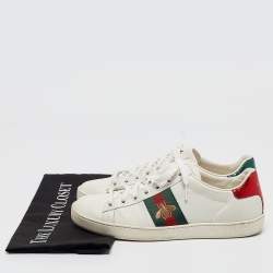 مملوكة مسبقًا Gucci White Leather Web Ace Sneakers Size 38