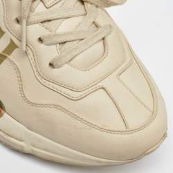 Gucci Cream Leather Vintage Logo Rhyton Sneakers Size 38.5