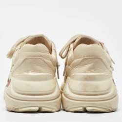 Gucci Cream Leather Vintage Logo Rhyton Sneakers Size 38.5
