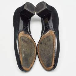 Gucci Black Suede and Leather Horsebit Pumps Size 40