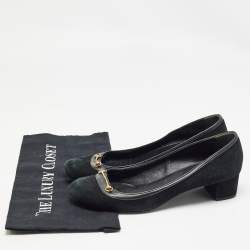 Gucci Black Suede and Leather Horsebit Pumps Size 40
