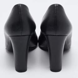 Pre Owned Gucci Black Leather Bamboo Horsebit Pumps Size 39.5