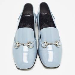 Gucci Light Blue Patent Leather Horsebit Loafers Size 36.5