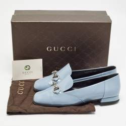 Gucci Light Blue Patent Leather Horsebit Loafers Size 36.5